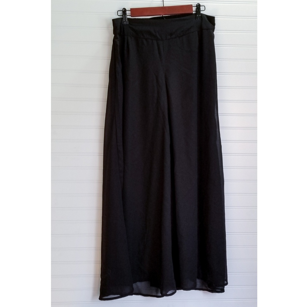 [rig] black crepe wide leg pants